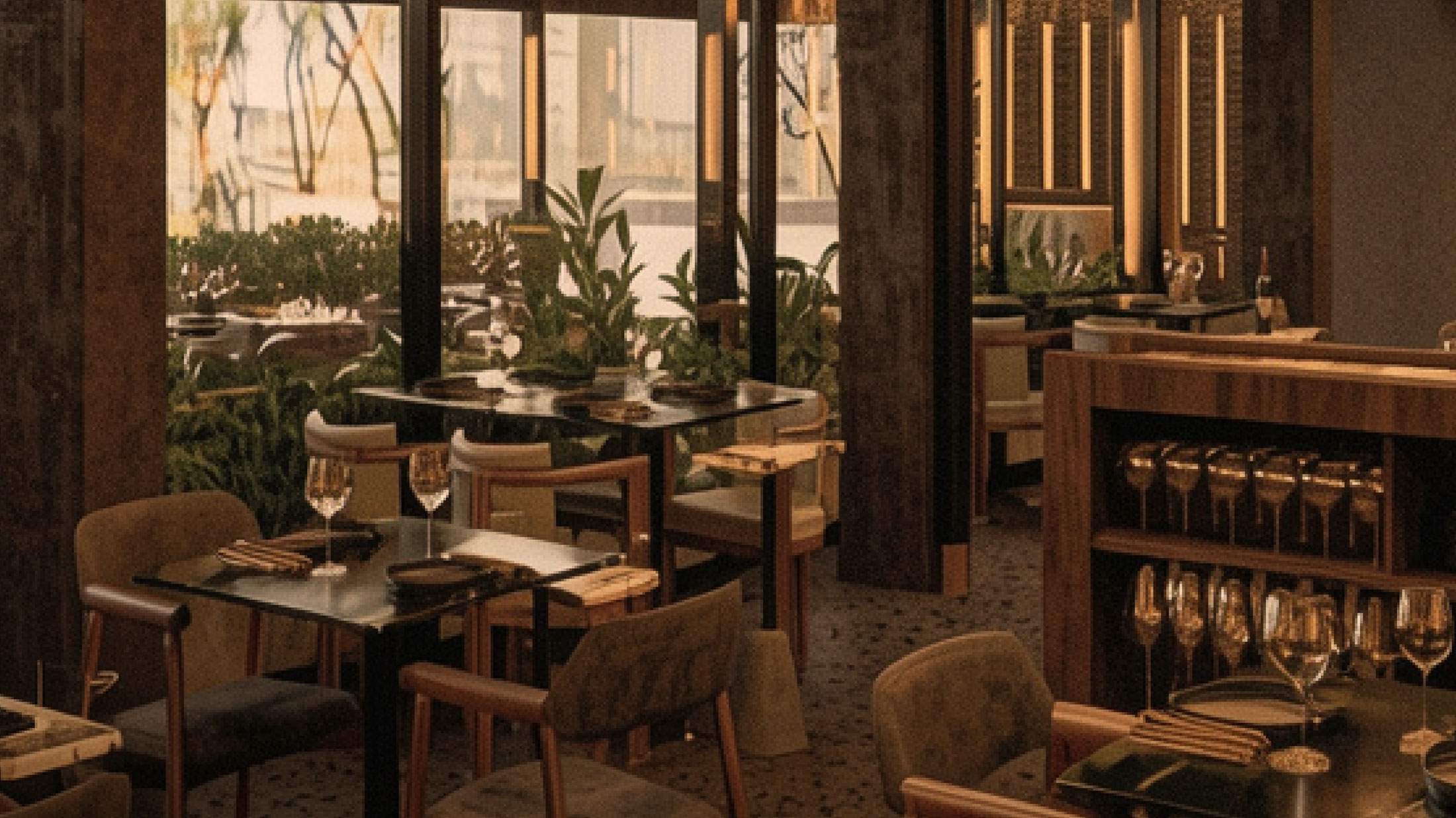 Salón con vista al verde