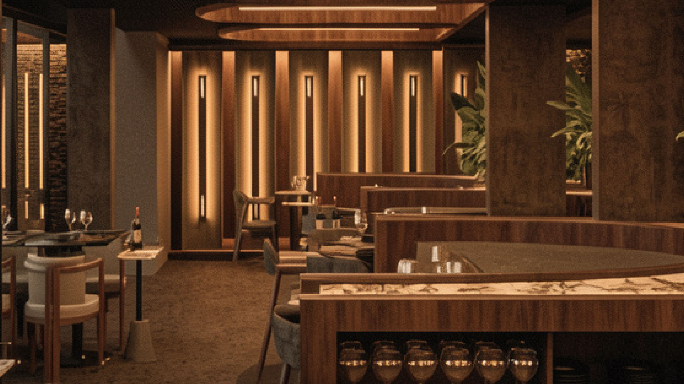 Salón con luz cálida